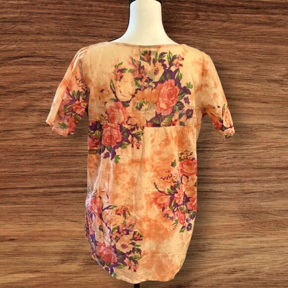 Vintage NWT  Goa Square Neck Floral Embroidered Boho Top in Mango ~ Large - Picture 3 of 11